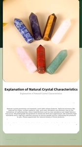 Macro detail of natural hexagonal crystal points in various colorful healing stones
