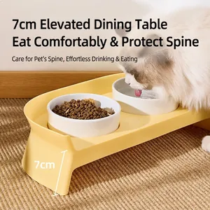 Erhöhte Katzennäpfe aus Keramik mit 7cm Ständer zur Schonung der Halswirbelsäule