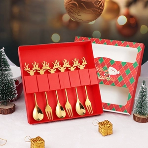 Reindeer Antler Coffee Spoons And Dessert Forks 304 Stainless Steel Christmas Holiday Gift Mirror Polished Cutlery Tableware