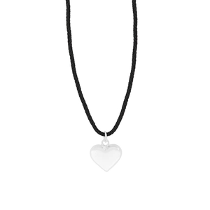 Minimalist S925 sterling silver heart pendant necklace on a premium black adjustable cord