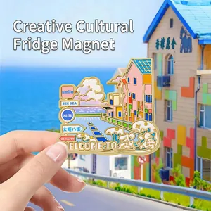 Fridge Magnet City Souvenir Metal Enamel Landmark Tourist Magnetic Refrigerator Decor Creative Cultural Travel Gift
