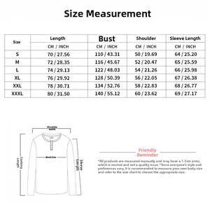 Detailed size measurement chart for men's winter plush hoodie in centimeters and inches
