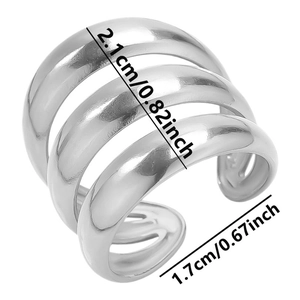 Detailed size measurement of 304 stainless steel layered ring with 2.1cm height