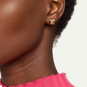 Boucles D'oreilles Puces En Forme De C Acier Inoxydable Avec Incrustation De Zircon Plaqué Or Bijoux De Mode Pour Femmes