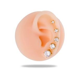 Golden stainless steel screw back stud earrings with sparkling round cubic zirconia stones