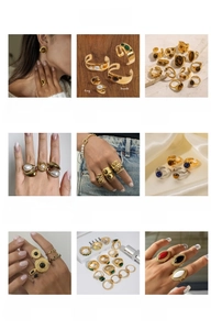 Collection of tiger eye and onyx jewelry in 18k gold plated stainless steel finish