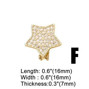 Detailansicht eines goldfarbenen Sternanhängers mit Zirkonia und Maßangaben 16mm