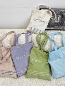 Women Canvas Tote Bag Large Capacity Letter Print Graphic Shoulder Bag Korean Style Handbag For Daily Shopping