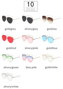 Detailed grid view showcasing ten stylish color options for rivet aviator sunglasses