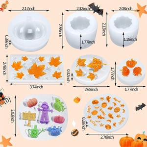 3D pumpkin and maple leaf silicone mold set for DIY Halloween candles and soaps