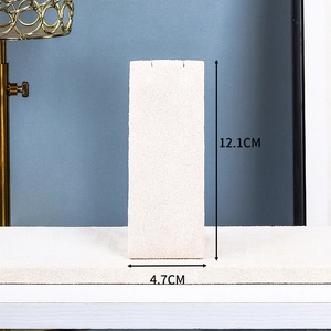Detail view of a beige velvet jewelry display stand showing the 12.1cm height dimension