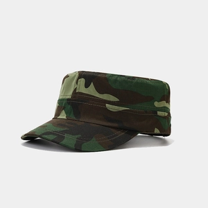 Detail view of the durable jungle camouflage pattern on the classic flat top military cap