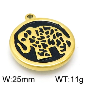 Detailed view of golden elephant pendant with black texture showing 25mm width and 11g weight