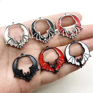 Bat Charms For Jewelry Making Zinc Alloy Enamel Gothic Halloween Pendants DIY Accessories Vintage Dark Style