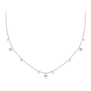 S925 Sterling Silver Star Tassel Necklace With White Gold Plating And Sparkling Zirconia Dainty Jewelry For Women