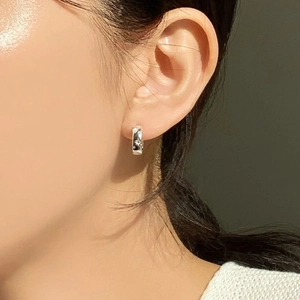 Minimalist 925 sterling silver wide band hoop earrings for women with polished finish
