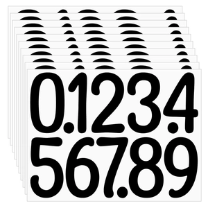 Macro detail of black vinyl number stickers set 0-9 for mailbox and classroom decor