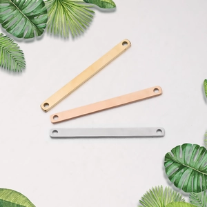 Polished rectangular stainless steel connectors in gold, rose gold and silver finishes
