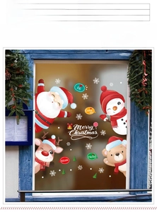 Détail des stickers de Noël en PVC étanche avec Père Noël, renne et spécifications