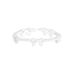 Minimalist S925 sterling silver bow knot open ring with polished silver finish for women