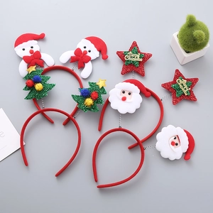 Novelty Christmas Headband With Santa Snowman Reindeer Tree Fabric Plastic Metal Spring Party Holiday Hair Decoration