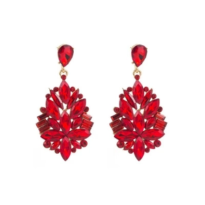 Exquisite red crystal drop earrings with alloy base for wedding and evening parties