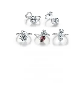 Detailed view of S925 sterling silver rings with zircons and fine hallmark engraving