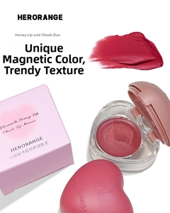 Macro view of matte lip mud texture in a heart-shaped container with pink packaging