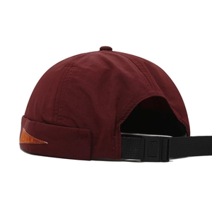 Burgundy minimalist quick-dry brimless docker cap with adjustable strap back