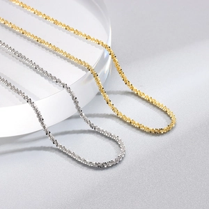 Sparkling minimalist thin chain necklace in gold and silver finish for women