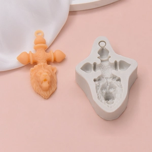 Stampo in silicone croce testa di leone per dolci di Halloween e fai da te in argilla