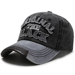 Vintage washed cotton baseball cap in black and grey with ORIGINAL THE BLACK embroidery