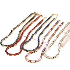 18K gold plated stainless steel tennis chains with multicolored zircons in various colors