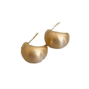Minimalist matte gold geometric stud earrings with irregular bean shape for women