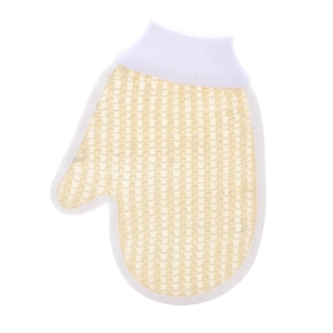 Exfoliating sisal bath glove with elastic cuff for deep skin cleansing and scrubbing