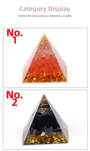 Detailed comparison of No.1 and No.2 Orgonite energy pyramids with natural crystals
