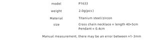 Detailed specification sheet for 18K gold plated titanium steel triangle zircon necklace