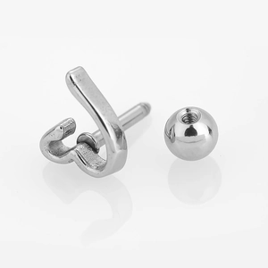 316L stainless steel heart-shaped cartilage earring stud with a secure screw-back ball