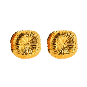 Elegant gold earrings with artistic fireworks radial texture and luxury brushed metal finish