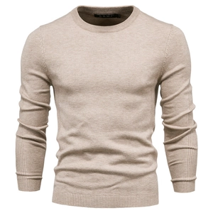 Men Sweater Viscose Blend Knit Pullover Crewneck Long Sleeve Slim Fit Thickened Warm Casual Solid Color Minimalist