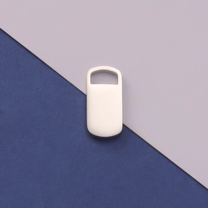 Polished silver stainless steel rectangular pendant tag with bail for DIY engraving