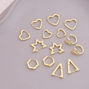 18K Gold Plated Copper Geometric Hoop Earrings Heart Star Triangle Minimalist Gothic Fashion Jewelry For Women