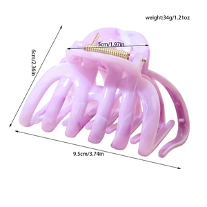 Pink marble texture ABS hair claw clip for thick hair with precise weight and size specs