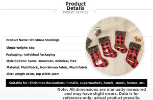 Détail du lot de chaussettes de Noël 46x20cm avec Père Noël, bonhomme de neige et élan