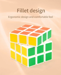 Close-up of 3x3 speed cube showing ergonomic fillet design and smooth rounded corners