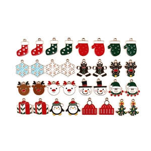 Colorful enamel Christmas alloy charms featuring Santa, snowflakes and reindeer pendants
