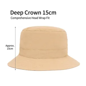 Cappello da sole pieghevole ultrasottile con corona da 15 cm e protezione UV beige