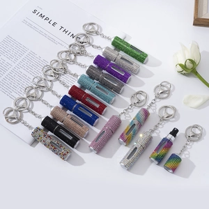 5ml refillable rhinestone perfume atomizer bottle keychain in various colors