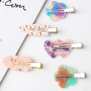 Acetate Hair Clips Flower Heart Wave Shape No Crease Duckbill Side Pin For Women Girls Sweet Styling Fashion Accessories