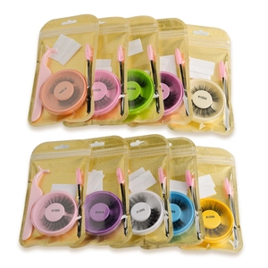 Self-Adhesive False Eyelashes Kit Faux Mink Fiber Natural Reusable 3D Waterproof With Applicator And Lash Brush